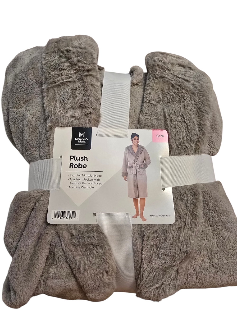 Member's Mark Plush Hooded Robe - Grey